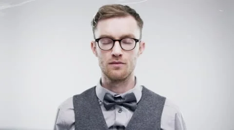 Funny geek silly string face slow motion wedding photo booth series Stock Footage 50128183