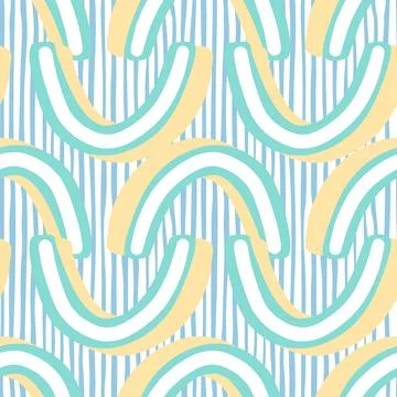 Funny geometric seamless pattern with blue and orange colored 3d shapes print Stock Illustration