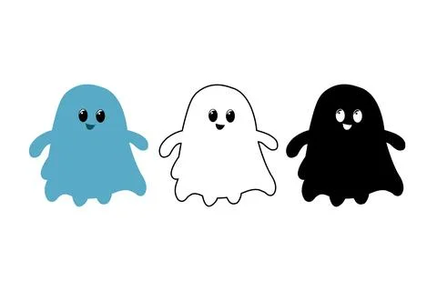 Funny ghost isolated on transparent background Illustrazione stock