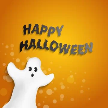 Funny ghost shape with Happy Halloween message Stock Illustration