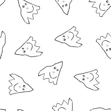 Funny Ghosts Drawn with Crayon. Seamless Pattern Cute Halloween Illustration. Stock Illustration