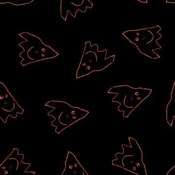 Funny Ghosts Drawn with Crayon. Seamless Pattern Cute Halloween Illustration. Illustrazione stock