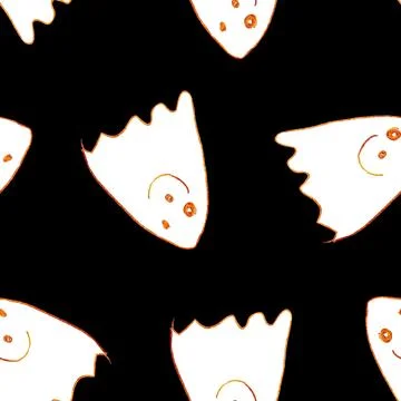 Funny Ghosts Drawn with Crayon. Seamless Pattern Cute Halloween Illustration. Illustrazione stock