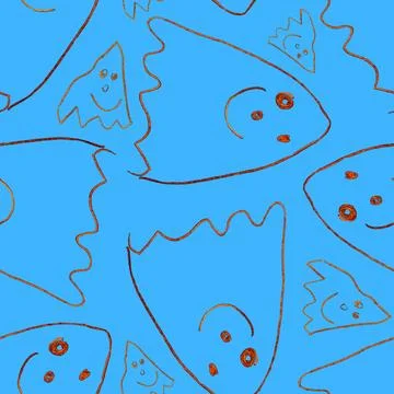 Funny Ghosts Drawn with Crayon. Seamless Pattern Cute Halloween Illustration. Illustrazione stock