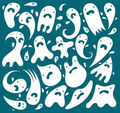 Funny ghosts Set. Stock Illustration