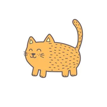 Funny ginger fat cat. Cute feline character silhouette. Kitten isolated element Stock Illustration