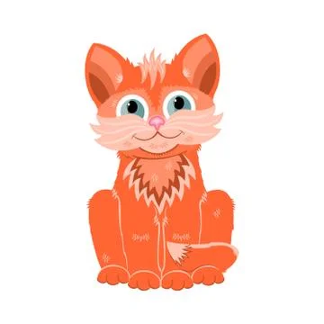 Funny ginger kitty isolated on white background. Stock Illustration