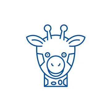 Funny giraffe line icon concept. Funny giraffe flat vector symbol, sign, outline Stock Illustration