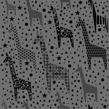 Funny giraffes pattern. Stock Illustration