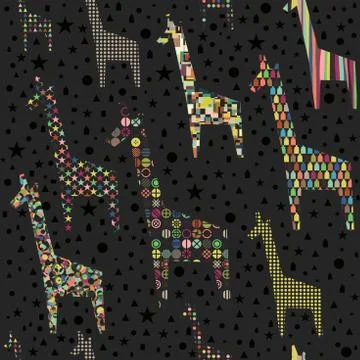 Funny giraffes seamless pattern. Stock Illustration