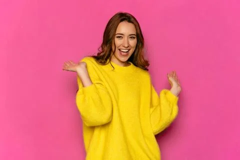 Funny girl has fun while waiting for Valentine's day Stock Photos