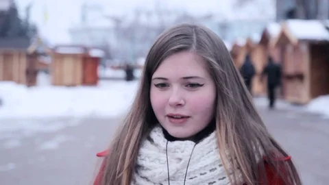 Funny girl make crazy faces and discuss something Stock Footage 71896424