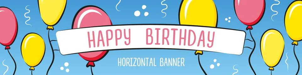 Funny gorizontal banner with balloons. Vector illustration Stock Illustration
