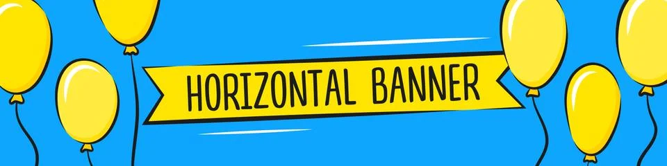 Funny gorizontal banner with balloons. Vector illustration Stock Illustration