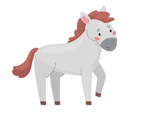 Funny gray horse. Cute flat style vector illustration isolated on white Stock Illustration