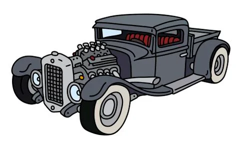 The funny gray hotrod Stock Illustration