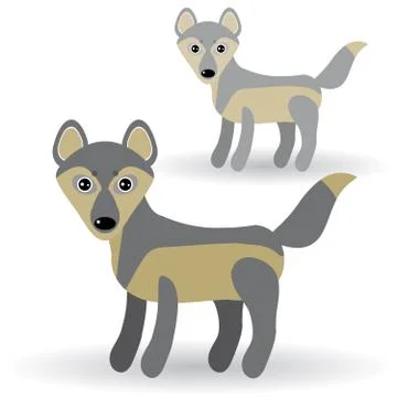 Funny gray wolf on a white background. Stock Illustration