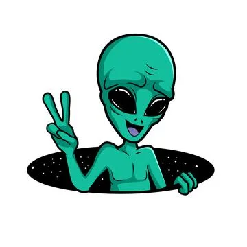 Funny Green Alien cartoon characters Stock Illustration