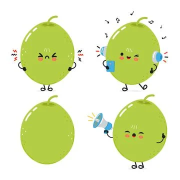 Funny Green olive characters bundle set. Vector hand drawn doodle style car.. Stock Illustration