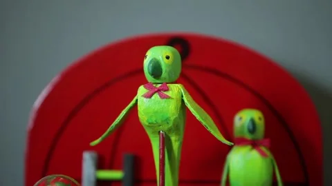 Funny green parrots in action Stock Footage 311400607