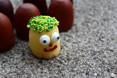 Funny greetings with sweets Stock Photos
