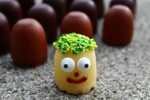 Funny greetings with sweets Stock Photos