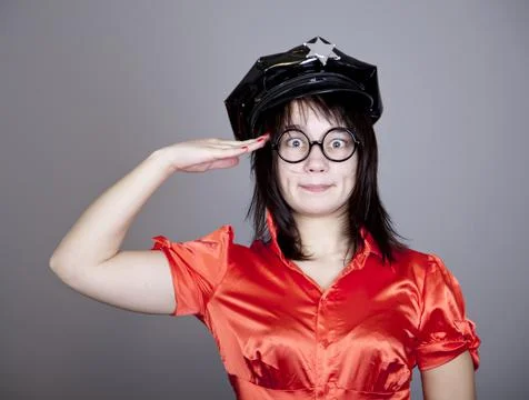 Funny gril in cap. Stock Photos