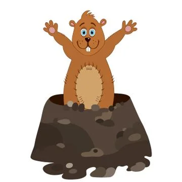 Funny groundhog cartoon Illustrazione stock