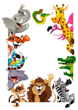 Funny group of Jungle animals Stock Illustration