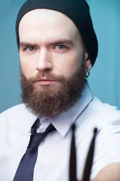 Funny guy with a beard Stock Photos