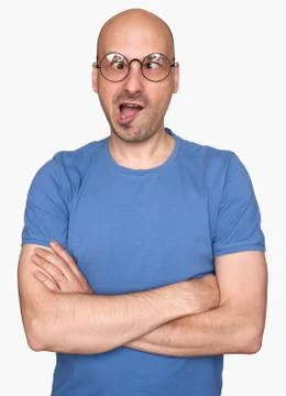 Funny guy make faces Stock-Fotos