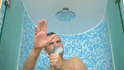 Funny guy singing in the shower. adventures of strange people Stock Footage 119171630
