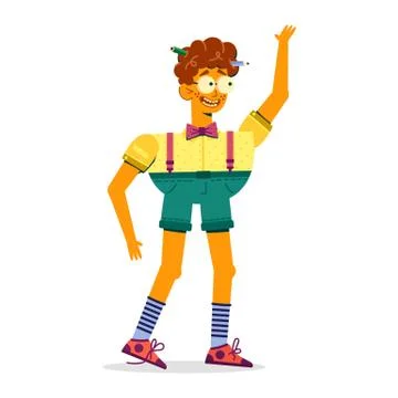 The funny guy waves his hand affable. Stock Illustration