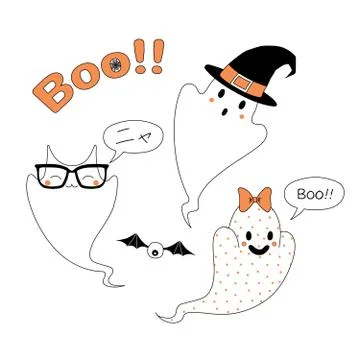 Funny Halloween ghosts illustration Stock Illustration