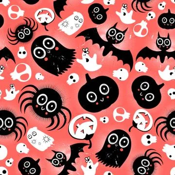 Funny halloween monster pattern Stock Illustration