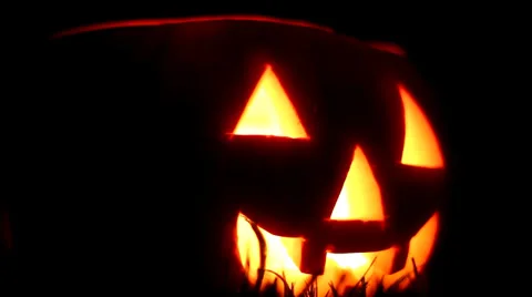 Funny Halloween Pumpkin Face Stock Footage 37326832