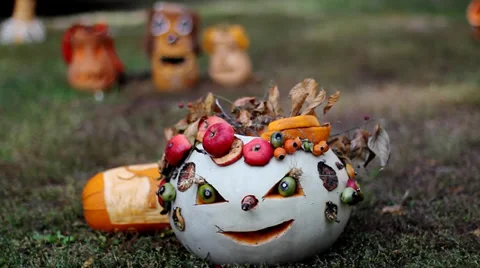 Funny Halloween pumpkin Video stock 37327662