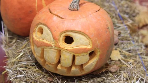 Funny halloween pumpkin Stock Footage 97467267