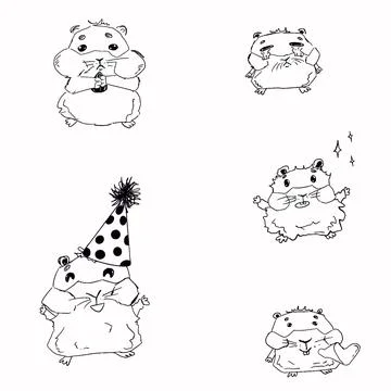 Funny hamsters in different poses Stock Illustration
