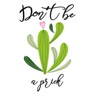 Funny hand drawn Prickly cactus banner inspirational quote Home decor Don t b Illustrazione stock