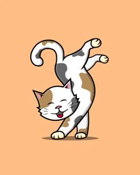 Funny Handstand cat Stock Illustration