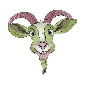 Funny happy goat face. Vector illustration for tshirt print on demand merch Illustrazione stock