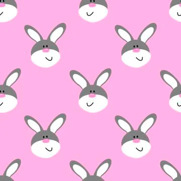 Funny hare head seamless vector pattern Stock Illustration