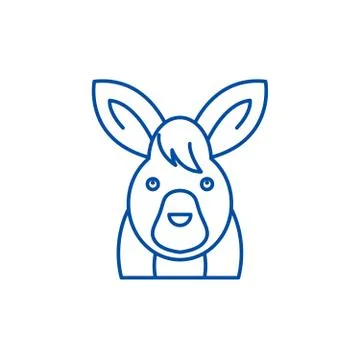 Funny hare line icon concept. Funny hare flat vector symbol, sign, outline Stock Illustration