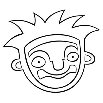 Funny head. hand drawn vector monochrome outline cartoon character illustrati Illustrazione stock