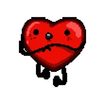 Funny heart character pixel art vector illustration イラスト素材