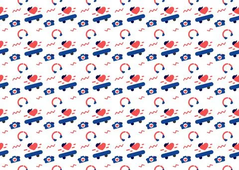 Funny heart symbol seamless pattern vectors isolated on white background ep4 Stock Illustration