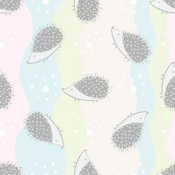 Funny hedgehog seamless pattern on colorful background Stock Illustration