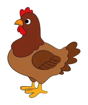 Funny hen on white background Stock Illustration
