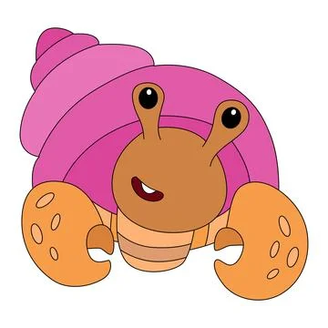 Funny hermit crab on a white background Illustrazione stock